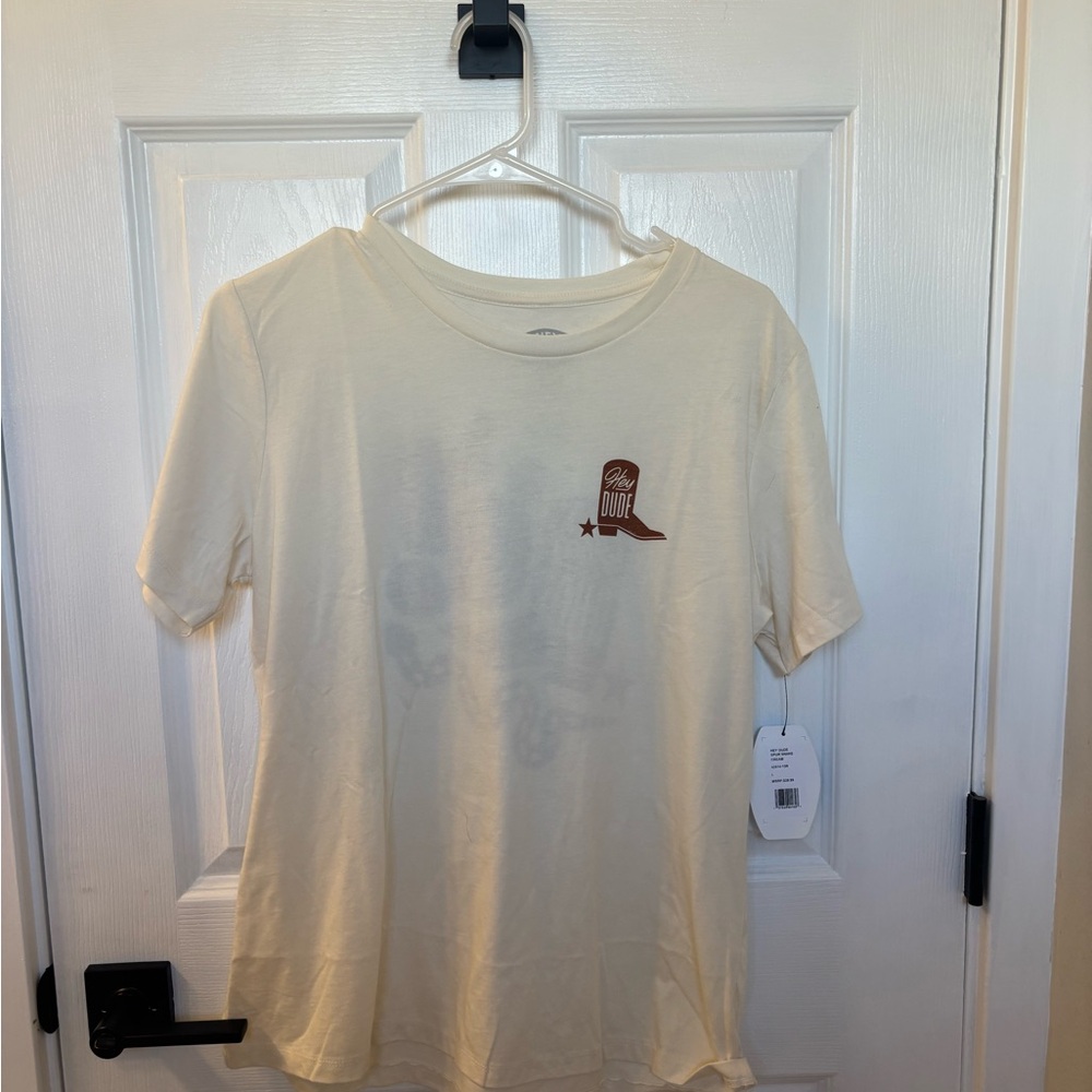 Hey Dude Cream Cowboy boot shirt